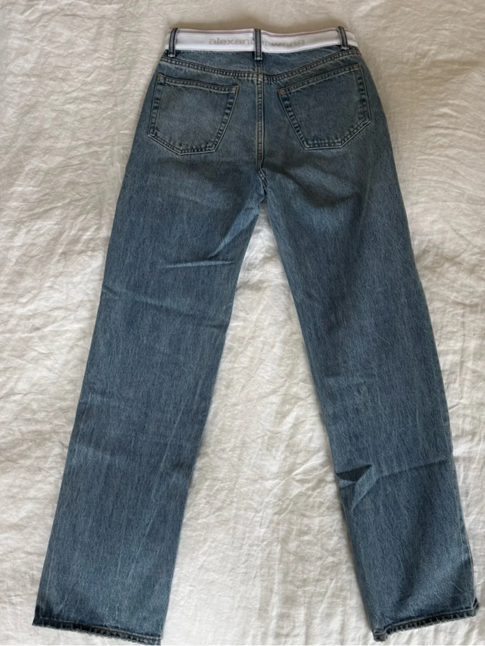 Alexander Wang Logo Mid Rise Relaxed Straight Jean Light Indigo - size 26 - Picture 4 of 6